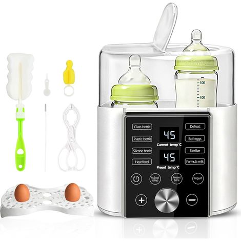9 en 1 Chauffe Biberon,Chauffe-Biberons,Double Bottle Warmer,Stérilisateur Vapeur,Brosse et Clip,Intelligent Température,sans BPA,Écran LCD,Arrêt Automatique,Compatible Tous Biberons (1/5)