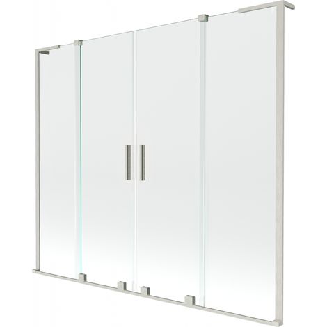 Mexen Velar L Duo paravent de baignoire à 2 volets coulissants 170 x 150 cm, transparent, nickel brossé - 896-170-003-02-97 (1/2)
