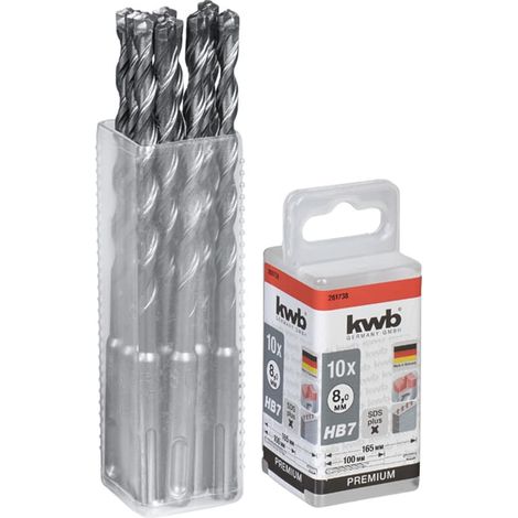 KWB HB7 SDS Plus X Hammerbohrer, 165/100 mm, Ø 8 mm, 10 Stück