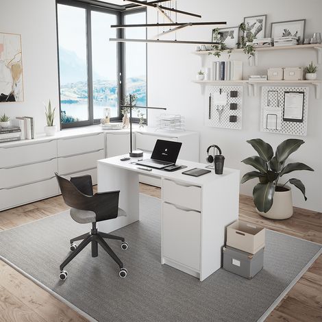 Schreibtisch Ruben, Weiß, 120 x 55 cm mit Schublade, Vicco
