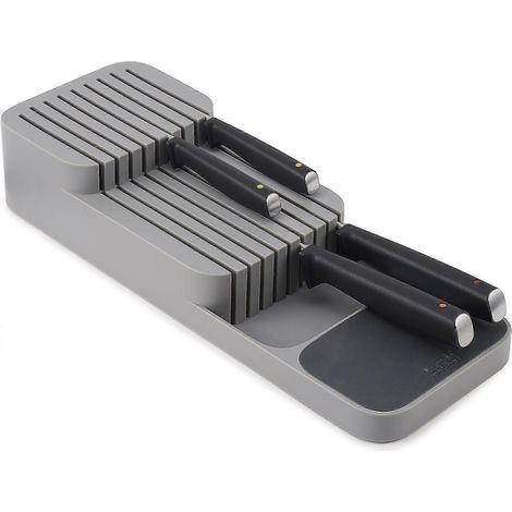 Knife organizer for up to 9 knives, kitchen organization and drawer storage compact, gray (1/5)