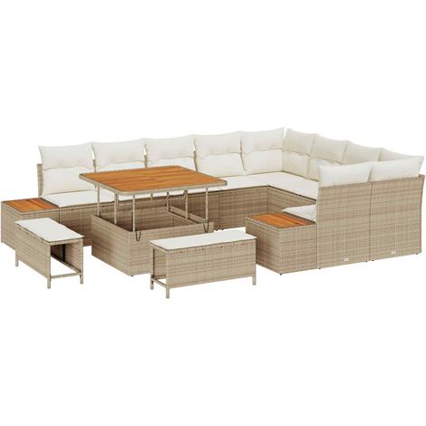 Maison Exclusive - Set Divano da Giardino 12 pz 11-Numero di posti Beige e Crema (1/5)