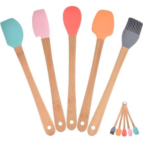 Juego de 5 utensilios de cocina - utensilios de cocina versátiles - silicona y bambú (1/5)