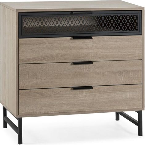 Commode de nuit Hera 3 tiroirs 1 porte coloris bois (1/5)