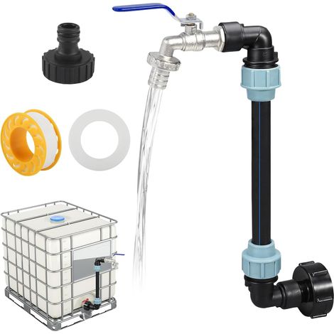 Robinet IBC Col de Cygne de Cuve Robinet Cuve 1000L Adaptateur IBC avec Col de Cygne 3/4'' Raccord Cuve IBC Robinet Kit pour Réservoir d'eau de Pluie 1000L Recuperateur d Eau de Pluie (1/4)