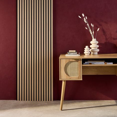 Sweeek – Lot de 2 panneaux muraux acoustiques décoratifs 60x120cm – Feutrine et MDF chêne clair – Isolation phonique pour intérieur zen