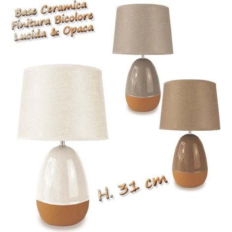 Lampada da Tavolo con base in ceramica bicolore lucido e opaco 31 cm 3 Colori (1/2)
