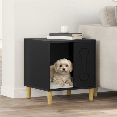 Niche noire pour chien, dimensions : 44 x 42 x 49 cm, en bois composite.