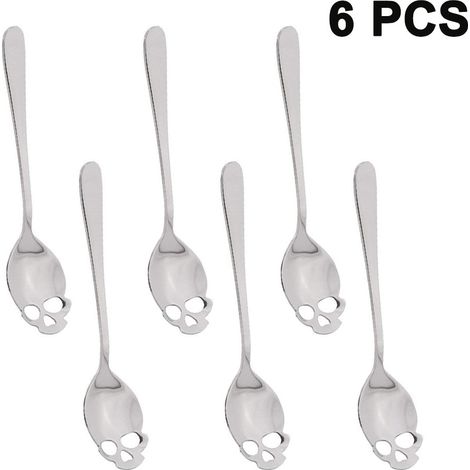 Cuillère À Café - Cuillère À Thé - Acier Inoxydable 304 - Design Crâne Et Os - Ensemble De 6 Pièces (1/5)