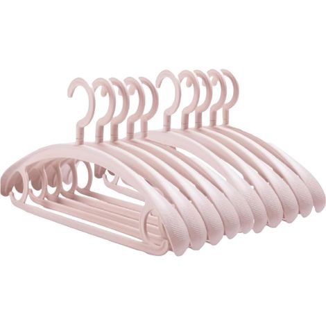 (Rose)Lot de 10 cintres en Plastique Robuste - Capacité de 11,3 kg - Crochet pivotant - Cintres Larges - Antidérapant - Épais (1/5)