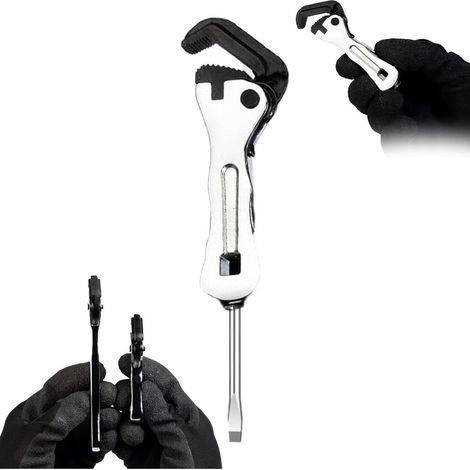 Clé à molette miniature compacte à manche court, outil de poche auto-ajustable avec emplacement pour embout tournevis (1/5)
