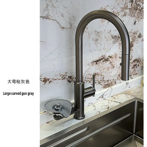 (Gris canon B) Robinet d'évier de cuisine moderne avec rondelle en forme de coupe et noyau de valve en céramique. (1/5)