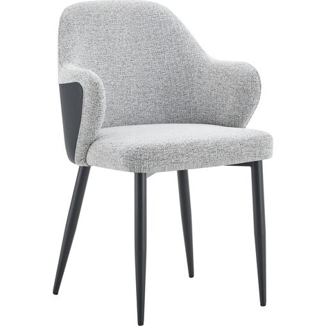 ELVMI Lote de 2 Sillas de Comedor, Respaldo de Tela Gris y PU Negro, Patas Cruzadas, Tela y Metal, Gris y Negro (1/5)