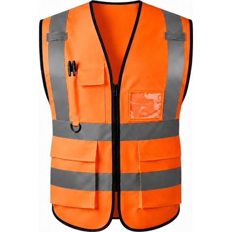 Chemises haute visibilité pour hommes et femmes : gilets de sécurité réfléchissants hautement visibles avec poches (1/5)