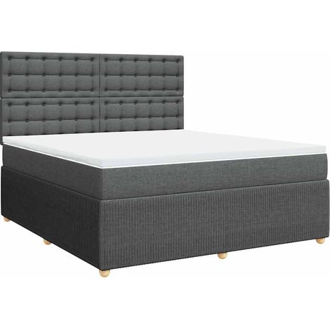 Maison Exclusive - Cama box spring con colchón tela gris oscuro 1 (1/5)