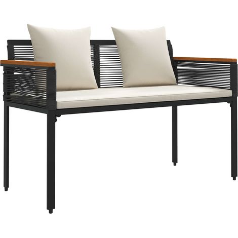 Outdoor Bench Black and Cream White 117 x 54 x 74.5 cm vidaXL