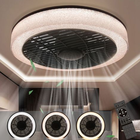 GBLY Ventilatore a soffitto LED nero moderno dimmerabile 39,5CM con telecomando 1-6 velocità e timer per soggiorno camera da letto cucina sala da pranzo
