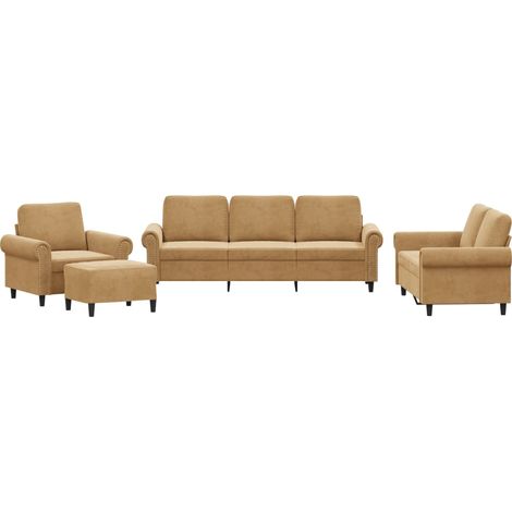 vidaXL Set di Divani 4 pz con Cuscini Marrone in Velluto