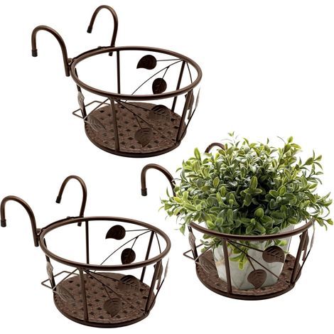 Paniers de jardinière à Rail Suspendu Paniers de Fleurs Suspendus en Fer forgé pour balcons à la Maison (1/5)