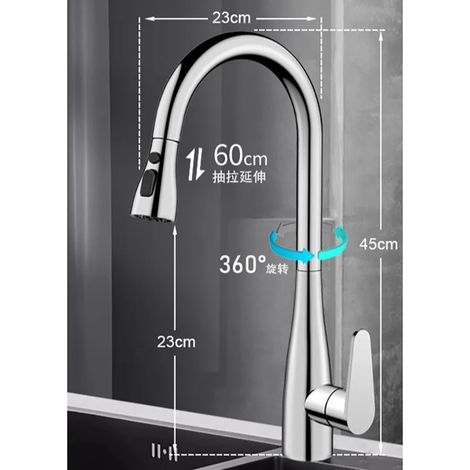 Robinet de cuisine (argenté électroplaqué - G1/2) : robinet amovible pour évier, mitigeur manuel, compatible avec les robinets israéliens en laiton brossé. (1/5)