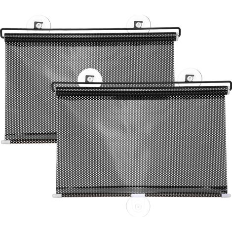2pcs 49"x 16" Store Rétractable Pare-Soleil, Store Roulant pour Vitres De Voiture avec Ventouses pour Voitures Maison Bureau, Bouche Les Rayons L'Éblouissement Et La Chaleur, Noir (1/5)