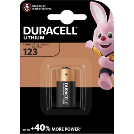 Duracell 1 pila batteria CR123A 3V litio DL123A antifurto