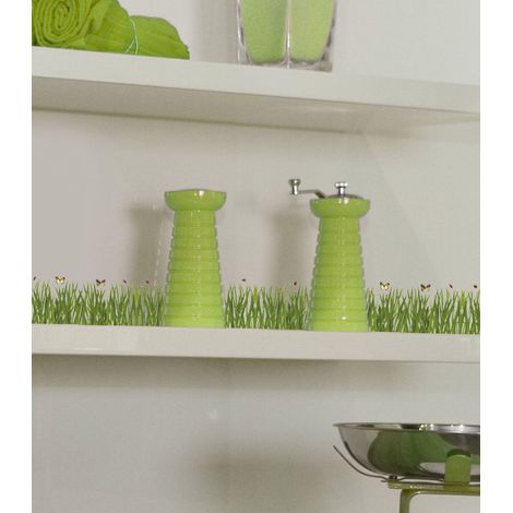 Sticker autocollant décoratif pour maison, 2 touffes d'herbe avec papillons, 10,5 cm X 17 cm, décorez votre intérieur (1/3)