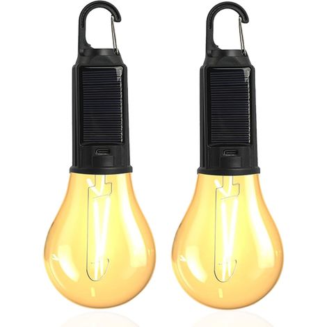 2er-Pack wiederaufladbare LED-Campingleuchte mit 3 Helligkeitsmodi, wasserdichte Campingleuchte für Camping, Stromausfall, Notfall, Angeln, Abenteuer [Energieklasse A]