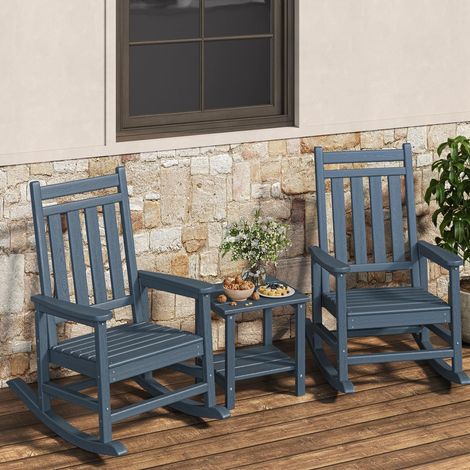 Chaise Adirondack à Bascule en HDPE, Fauteuil de Jardin Ergonomique avec Dossier Haut, Charge Max. 172 kg, pour Terrasse, Balcon et Jardin, Bleu (1/5)