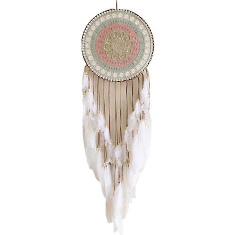 Attrape-rêves rond tissé avec plume, décoration suspendue pour chambre, pendentif mignon pour la décoration intérieure, B (1/4)