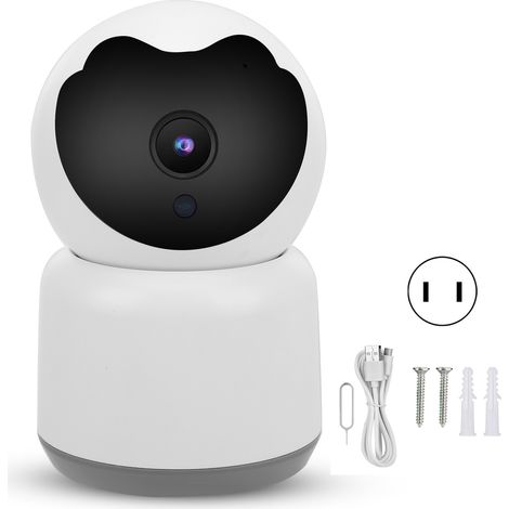 Caméra de sécurité intelligente 3MP WiFi 2.4G, rotation panoramique/inclinaison, LED IR, détection humaine IA, caméra intérieure pour TUYA, prise US 100-240V (1/5)