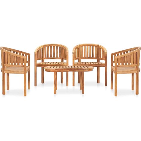 Maison Exclusive - 5-tlg. Garten-Lounge-Set Massivholz Teak (1/5)