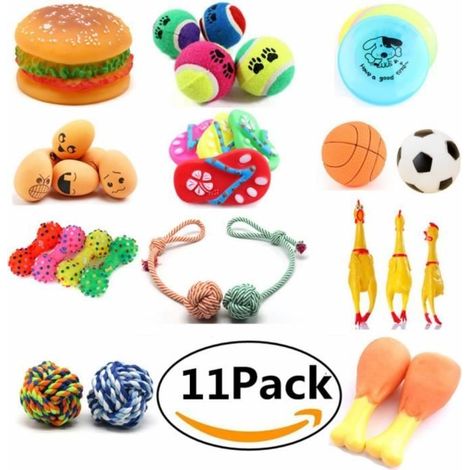 11 Pcs Kit Jouets pour Chien Chiot Jouets à Mâcher Chien Couleur Aléatoire (1/3)