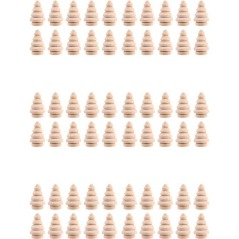 Weiße DIY-Weihnachtsbaum-Puppen-Kuchenaufsätze aus Holz, 60er-Packung
