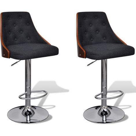 Conjunto de 2 taburetes de bar negros y madera diseño moderno superior 1202018