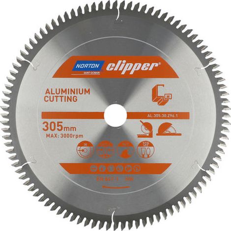 Norton Clipper Kreissägeblatt Aluminium 305x30mm 96Z, Messing, Kupfer