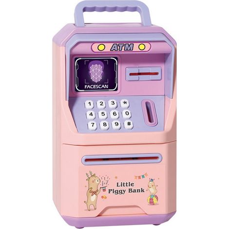 Coffre-fort électronique tirelire grand format avec reconnaissance faciale, mot de passe, rouleau automatique pour billets, pièces et monnaie, boîte d'épargne cadeau pour enfants (1/5)