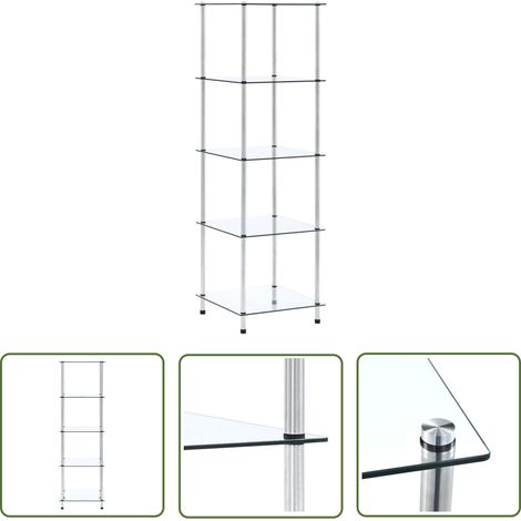 The Living Store Regal mit 5 Ablagen Transparent 40x40x130 cm Hartglas - Glastürken - Bücherregal - Regal Aus Glas - Modernes Regal - Regal Transparent (1/5)