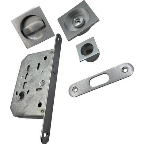 KIT MANIGLIE QUADRO C/SERRATURA PORTE SCORR CROM SAT