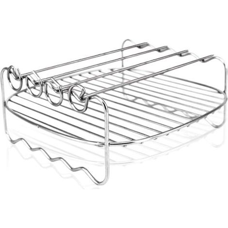 Rejilla de acero inoxidable de doble capa para freidora de aire (1/5)