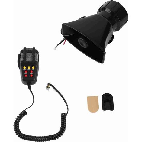 Haut-parleur de klaxon d'alarme, 7 sons de sirène, système de micro PA de voiture 12V 100W, 200dB (1/5)