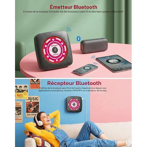 Lecteur CD Portable avec Radio, Haut-Parleur Noir (1/2)