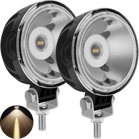 2 faros LED de 3 pulgadas de color amarillo todoterreno antiniebla,12V, 24V,foco LED adicional, faro para motocicleta, ATV, camión, barco, tractor, excavadora, remolcador, carretilla (1/5)