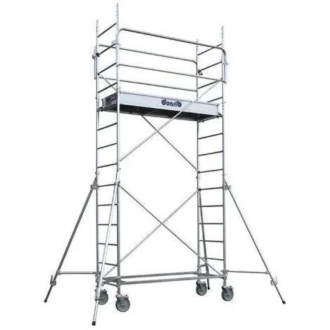 Duarib – Échafaudage roulant acier 3,80m – Hauteur de travail max 3,80m – Charge max 190kg – Roues réglables 200mm – Fabrication française