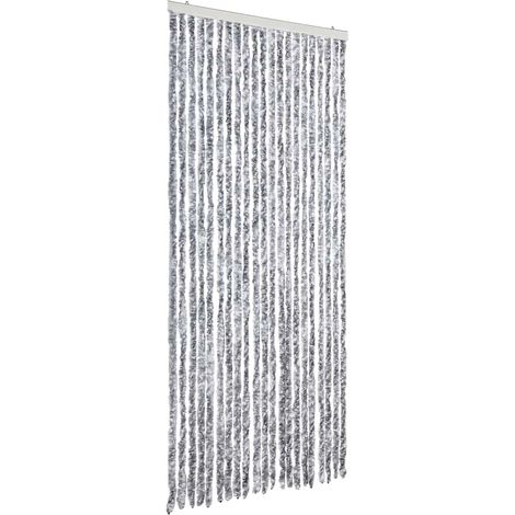 vidaXL Cortina mosquitera de chenilla blanca y gris 90x200 cm (1/2)