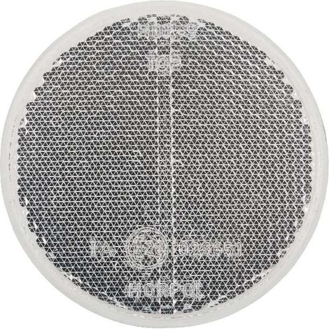 Catadioptre rond blanc 75mm avec boulon de fixation M5x19 au culot réflecteur remorque tracteur voiture (1/2)