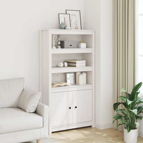 Buffet - Armoire de rangement Enfilade Blanc 80x35x154 cm Bois massif de pin BV138685 - BonneVie (1/5)