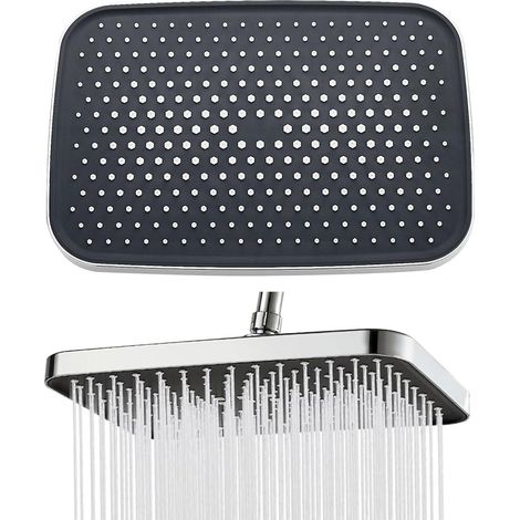 Cabezal de ducha giratorio de alta presión de 30 x 21 cm, fácil de limpiar, antical, para baño, color plata. (1/5)