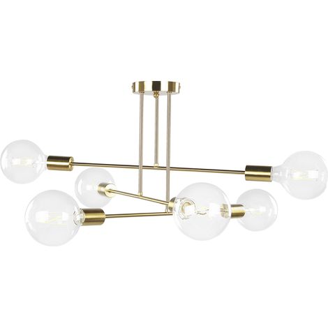 Lámpara de techo de metal hierro latón sin pantallas 33 cm 6 luces moderno industrial sala de estar dormitorio Kidane