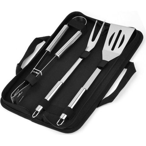 Sac Oxford, poignée ronde, outils de barbecue en acier inoxydable, grill professionnel, ensemble de 3 pièces, ensemble combiné d'outils de barbecue (1/5)